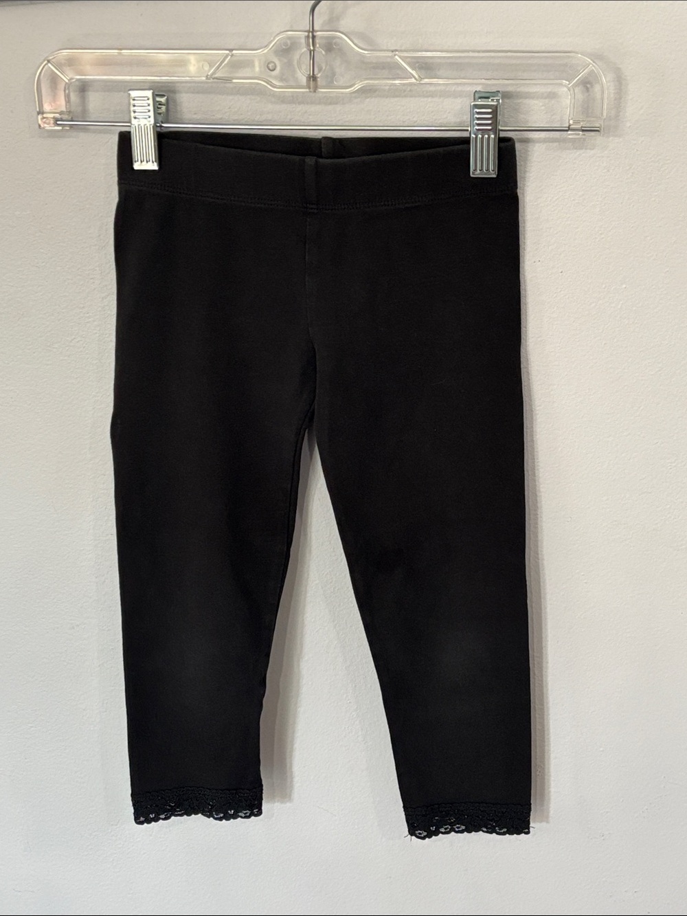 The Children’s Place Kids Black Stretch Leggings Lace Trim Girls Size Small 5/6